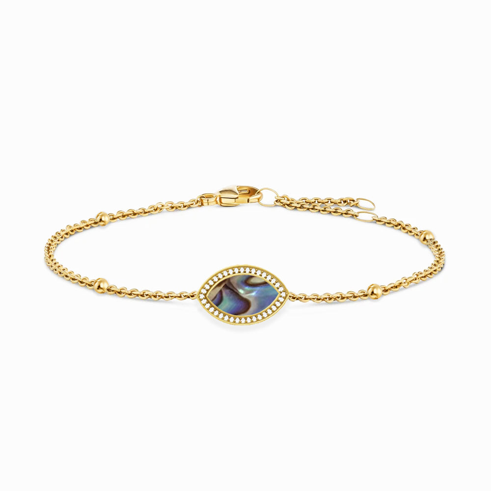 "Mini" Marquis Ocean Mother-of-Pearl Silver Bracelet