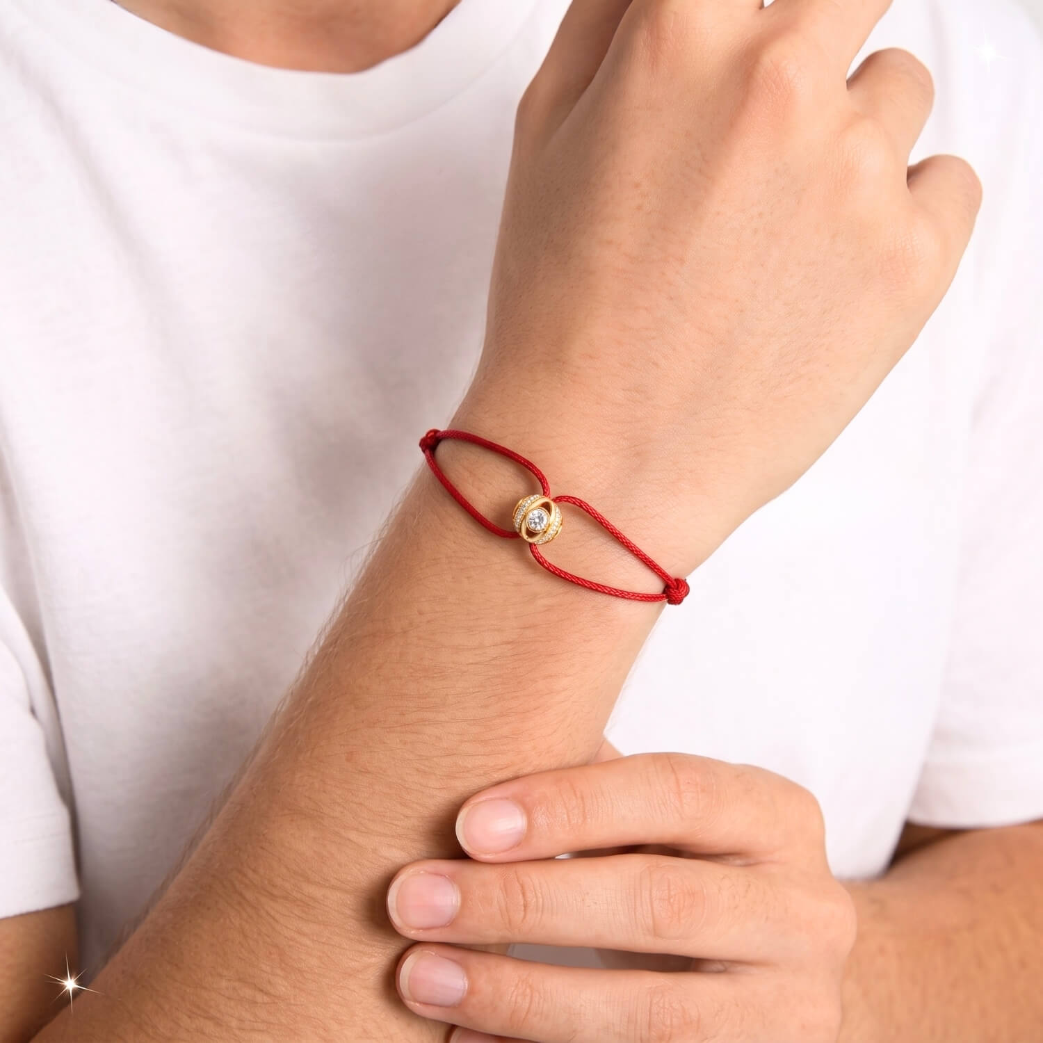 G-Ball Red Gold Plated Silver Cord Bracelet