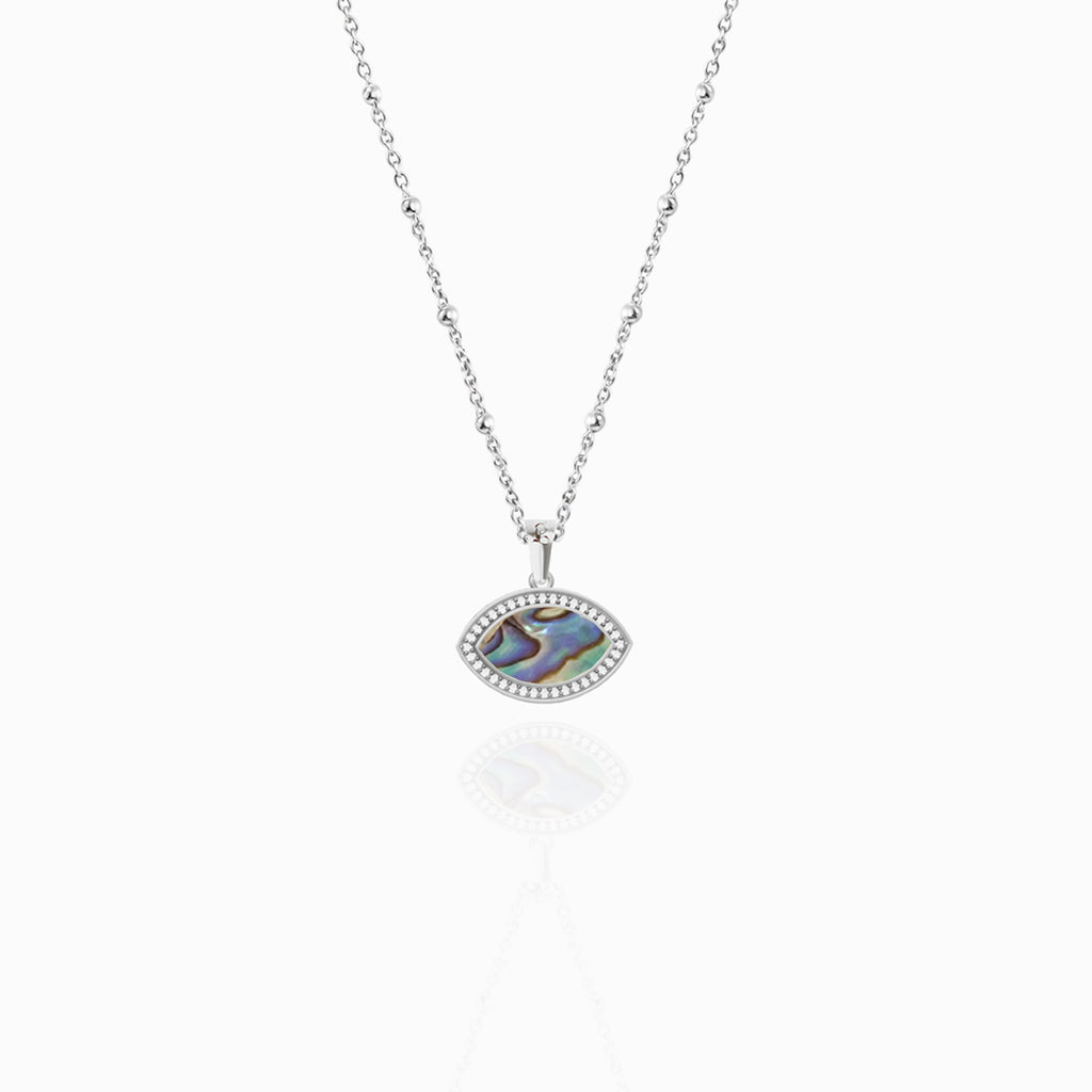 "Mini" Marquise Ocean Mother-of-Pearl Silver Necklace
