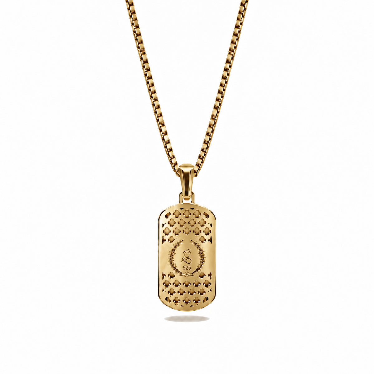 Initial Small Frame Gold Plated Silver Necklace