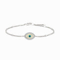"Mini" Marquise Mother of Pearl Evil Eye Silver Bracelet