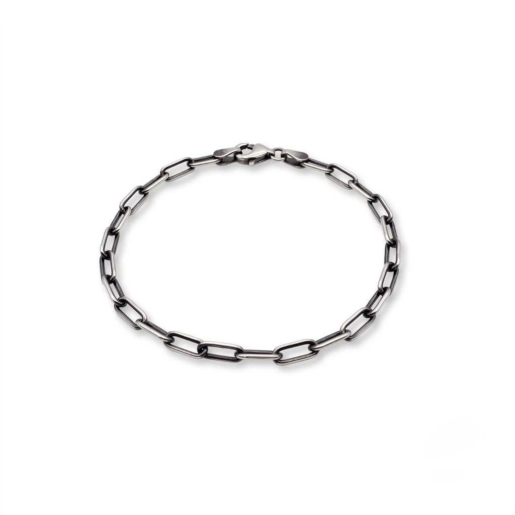 GJ Forse Chain Oksitli Gümüş Bileklik