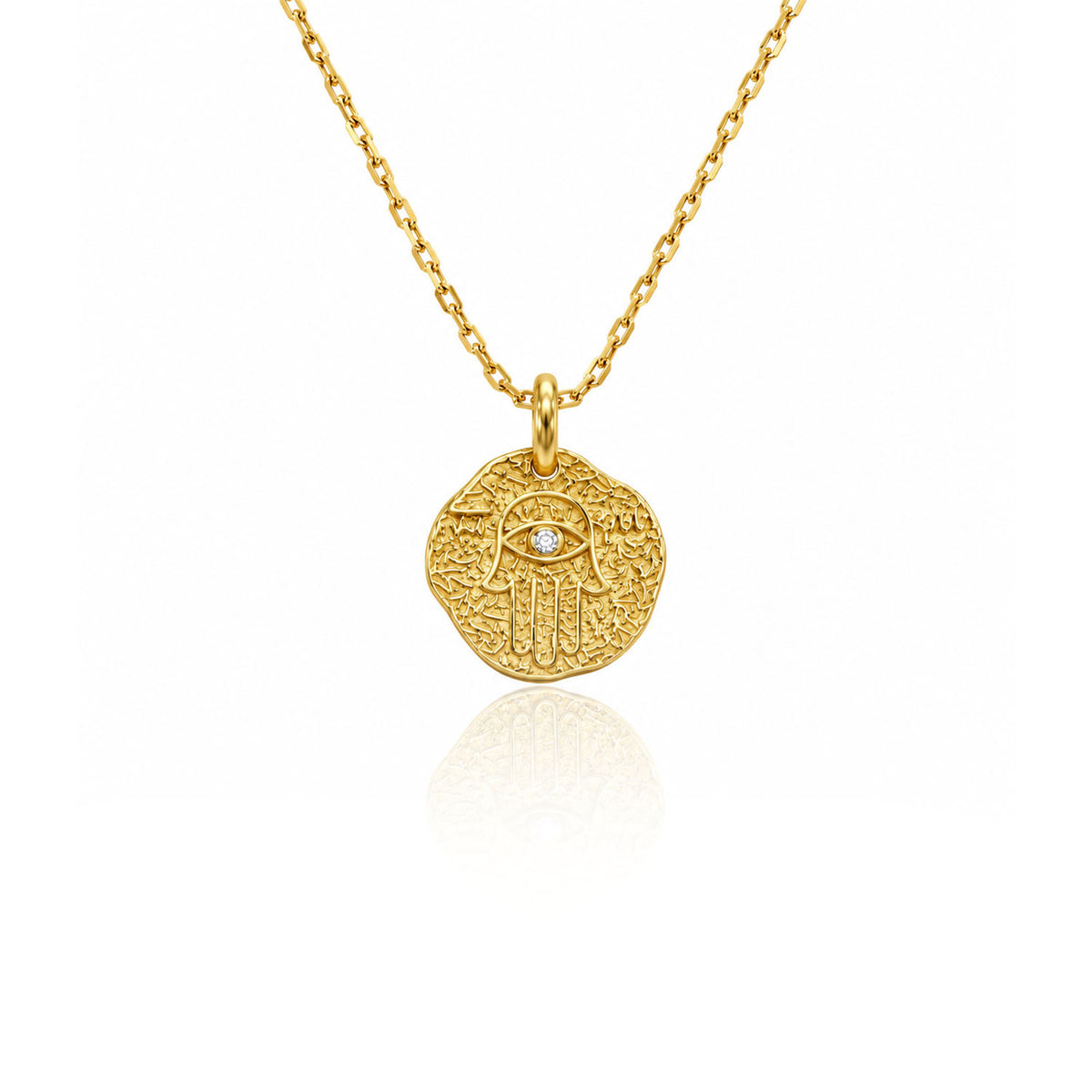 Fatima's Hand Silver Necklace with Zircon Stones 