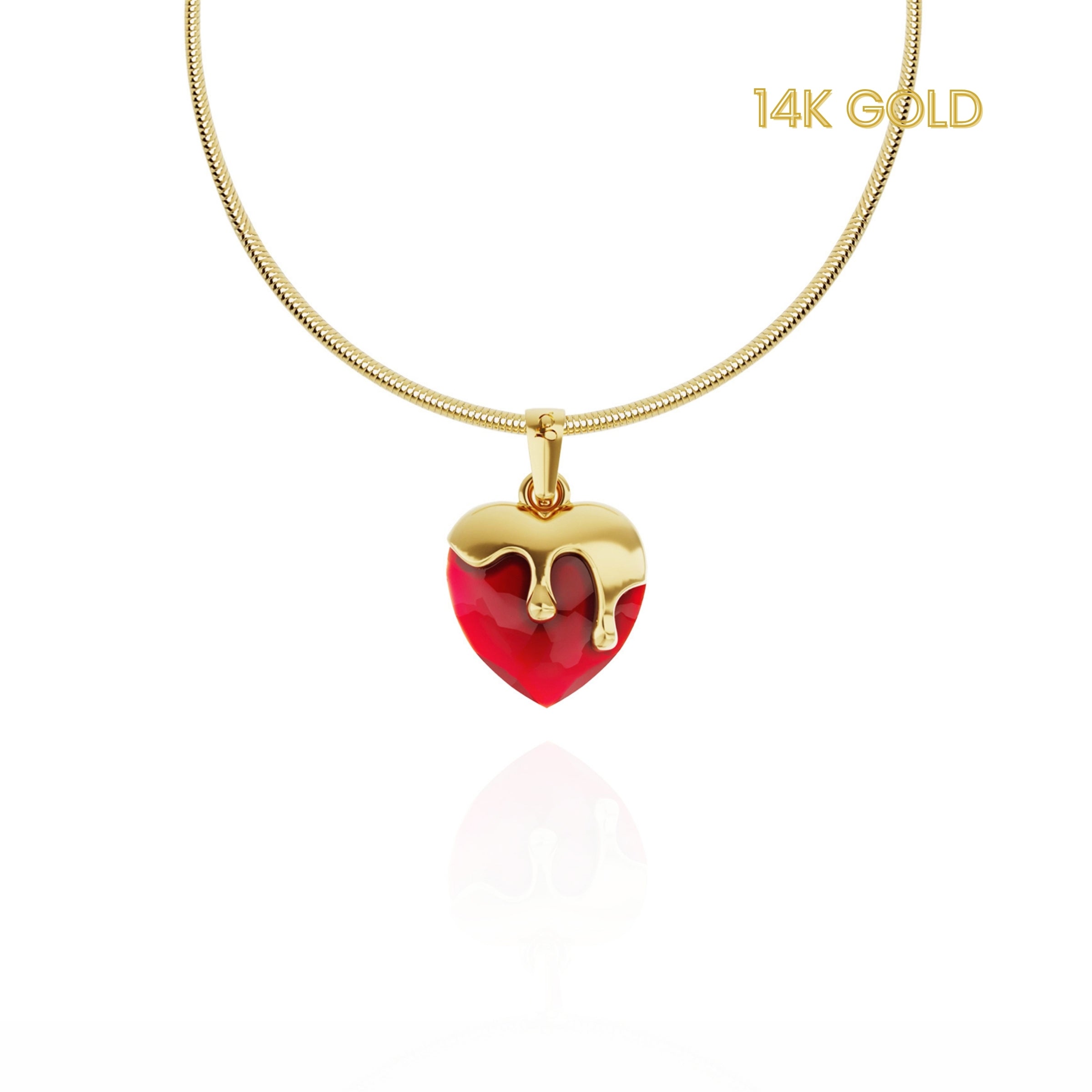 Melting for You - Ruby Kalp 14K Altın Kolye