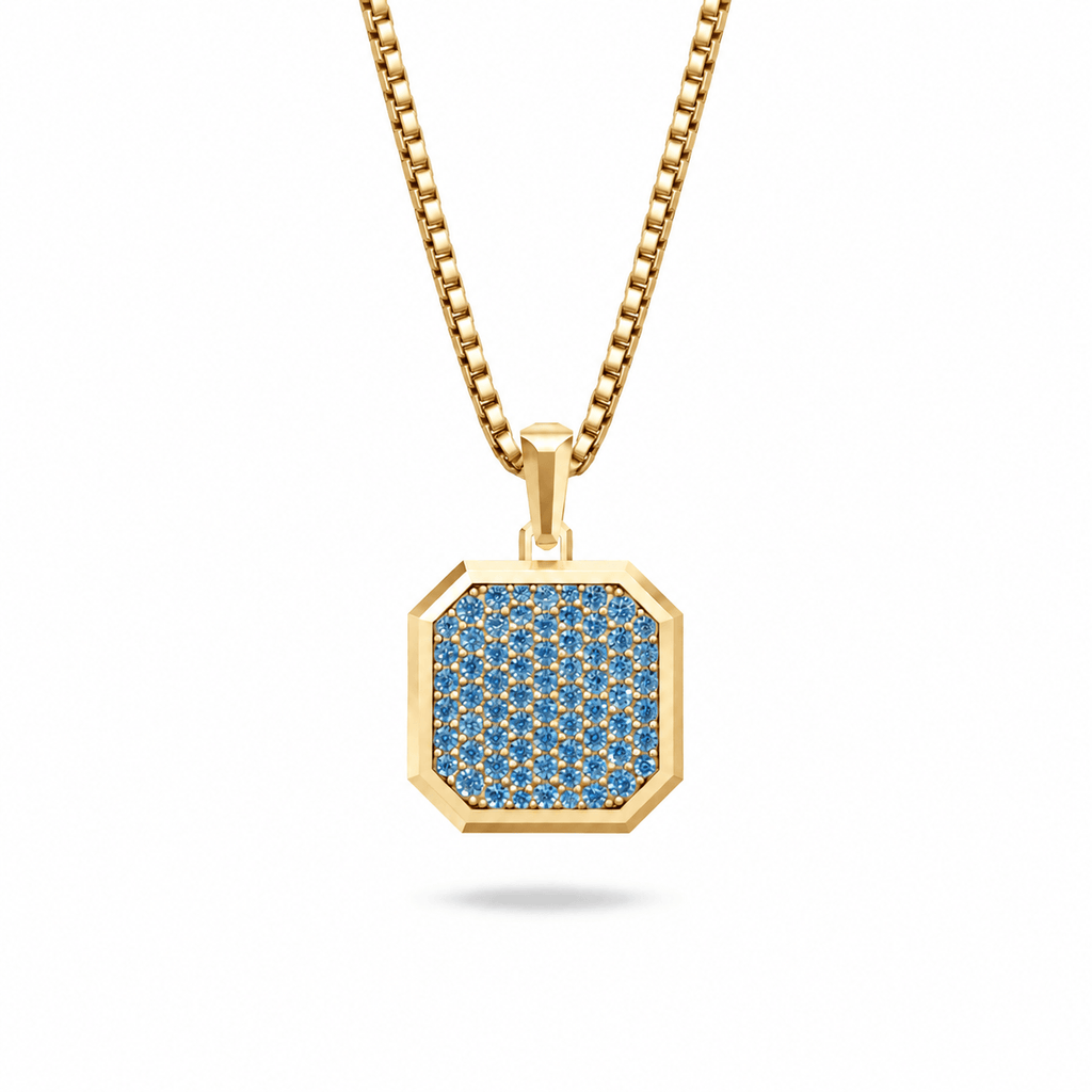 Azure Square Frame Pavé Silver Necklace