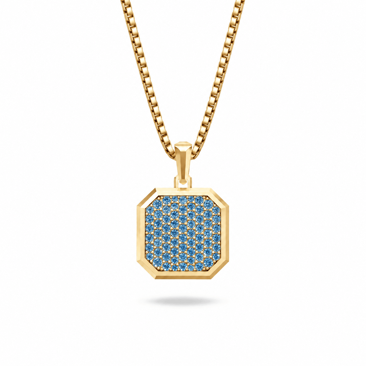 Azure Square Frame Pavé Silver Necklace