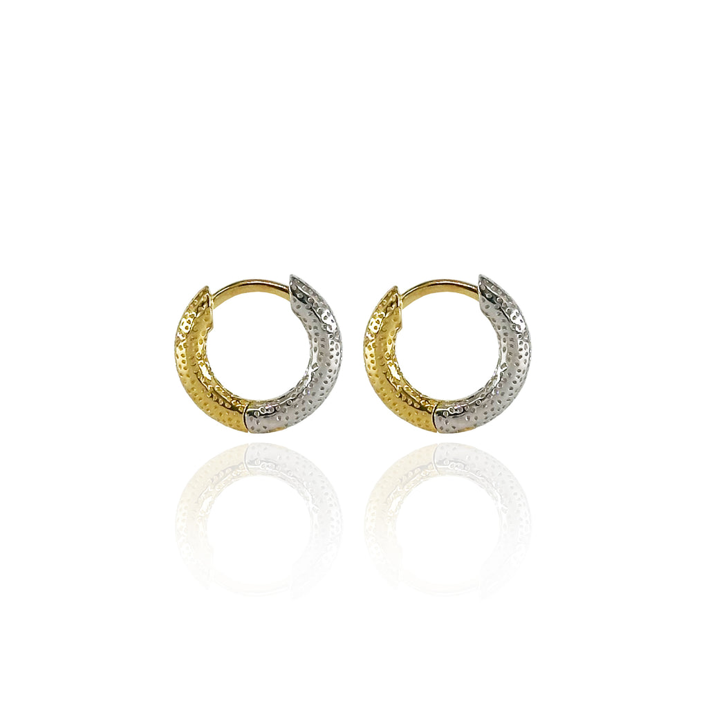 Gold &amp; Silver Textured Hoop Earrings 
