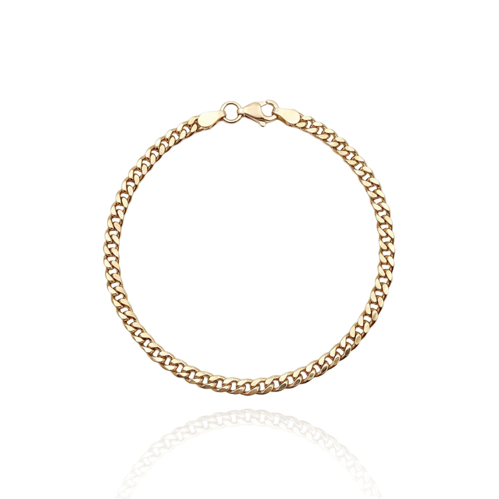 GJ Curb Chain Thin Oksitli Gümüş Bileklik
