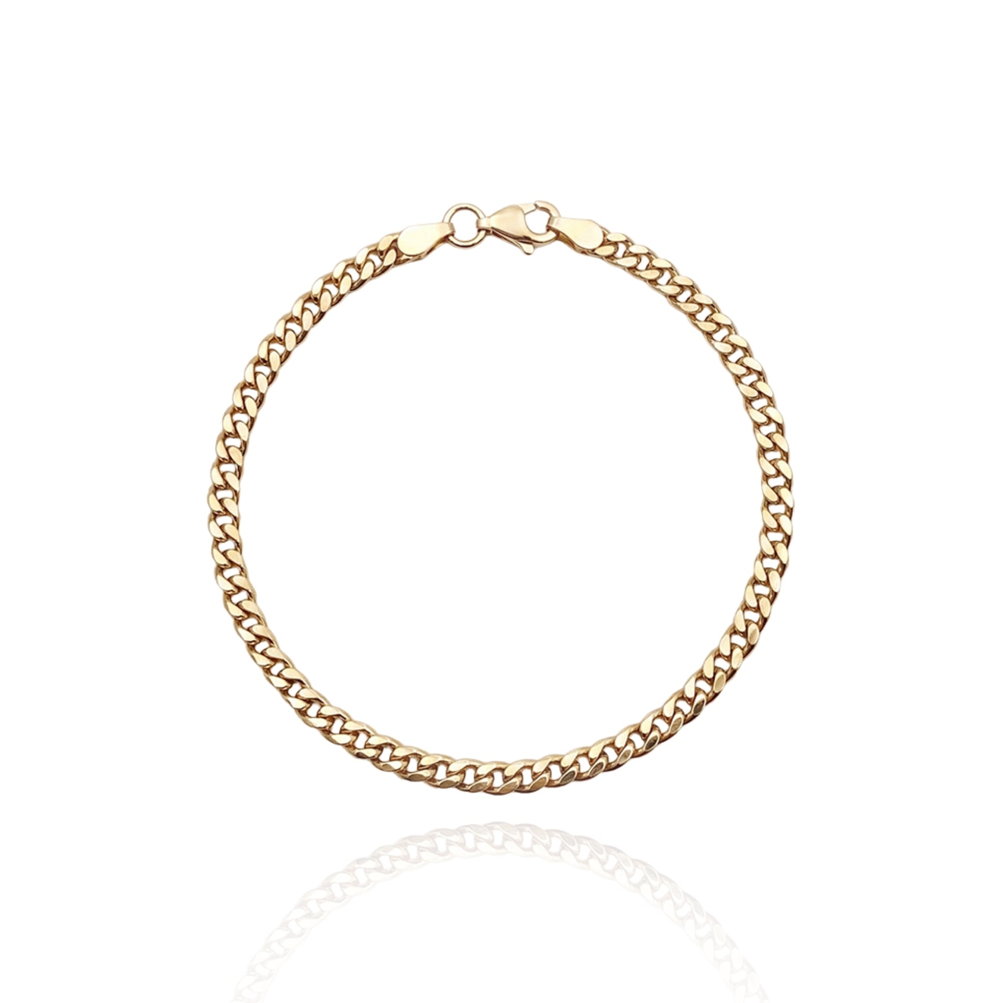 GJ Curb Chain Thin Oksitli Gümüş Bileklik