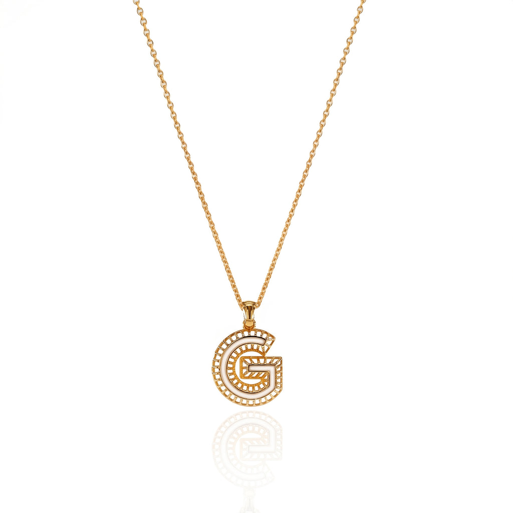Enamel Letter Silver Necklace 