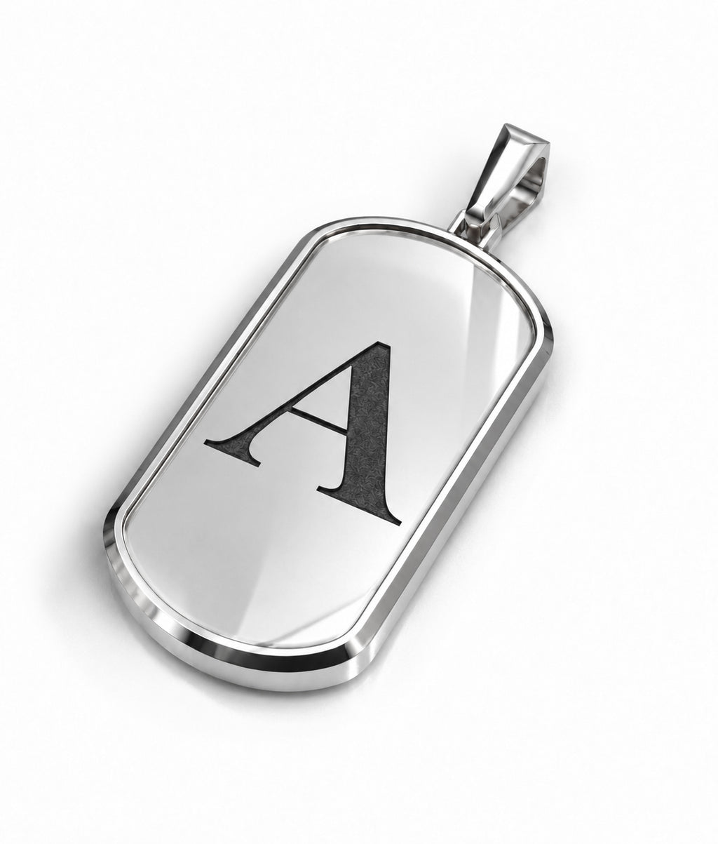 Initial Big Frame Silver Necklace