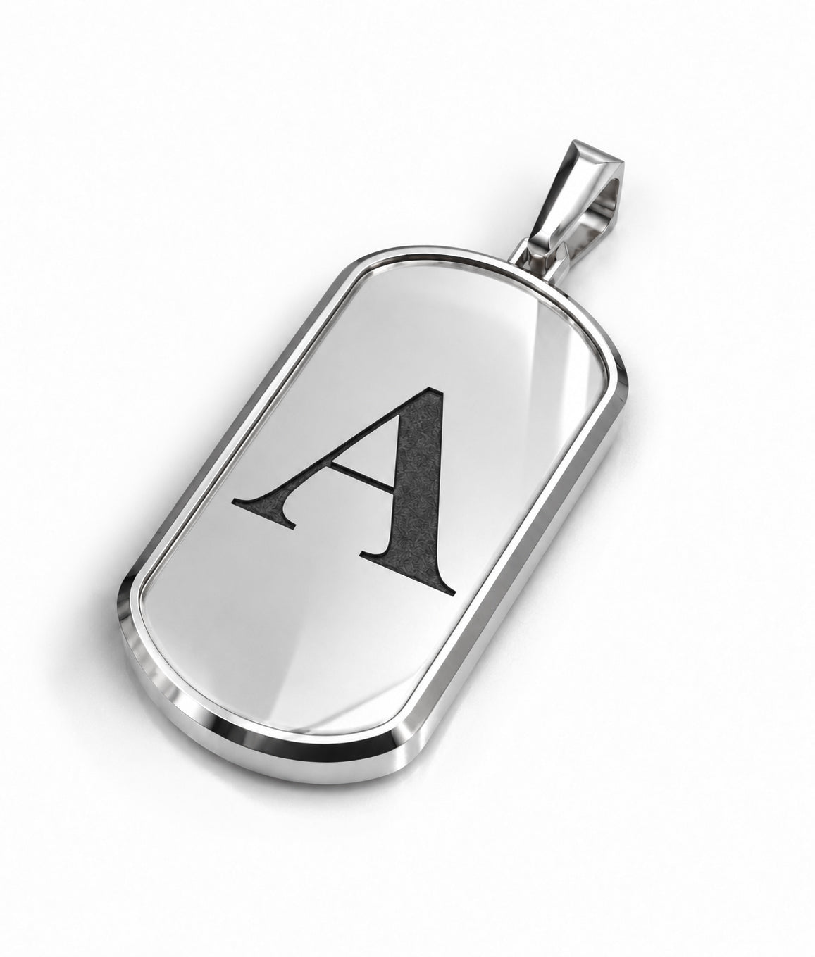 Initial Big Frame Silver Necklace