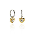 Gold &amp; Silver Hoop Heart Earrings 