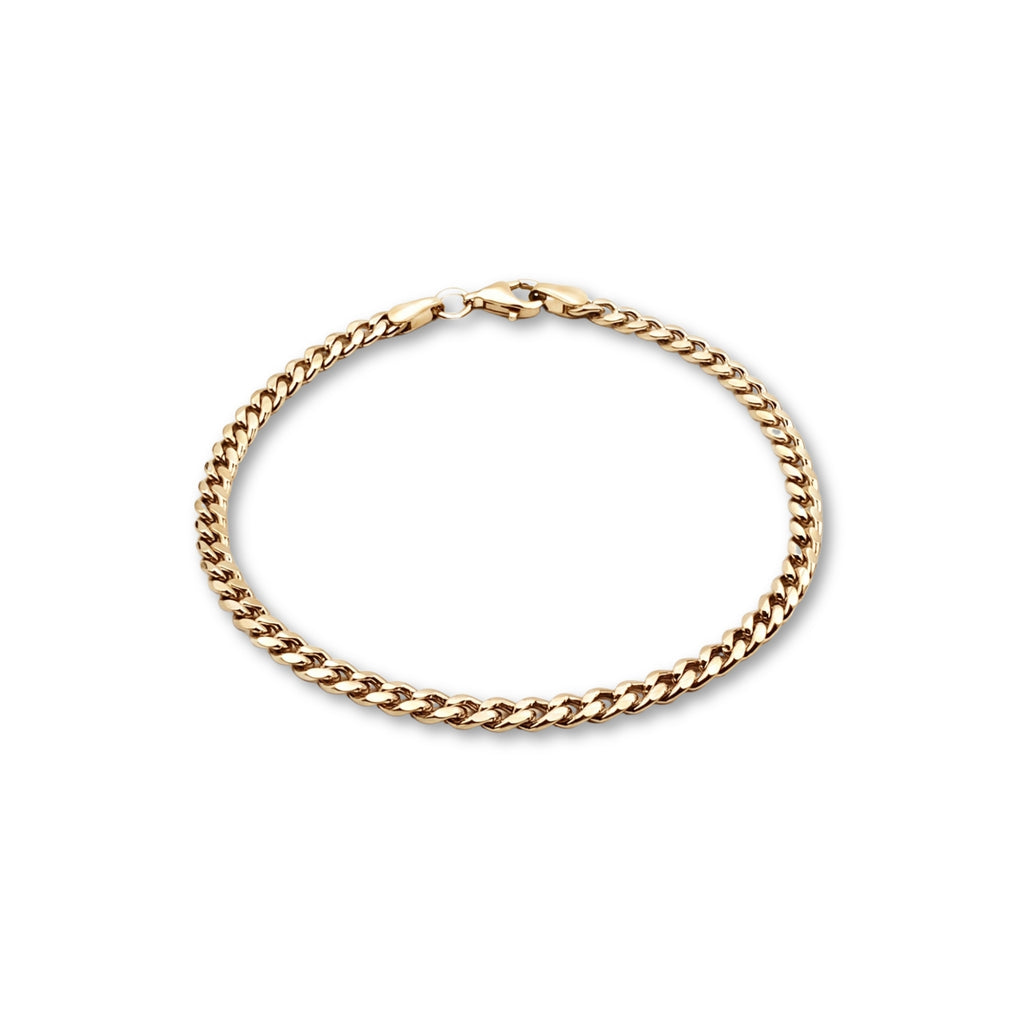 GJ Curb Chain Thin Altın Kaplama Gümüş Bileklik