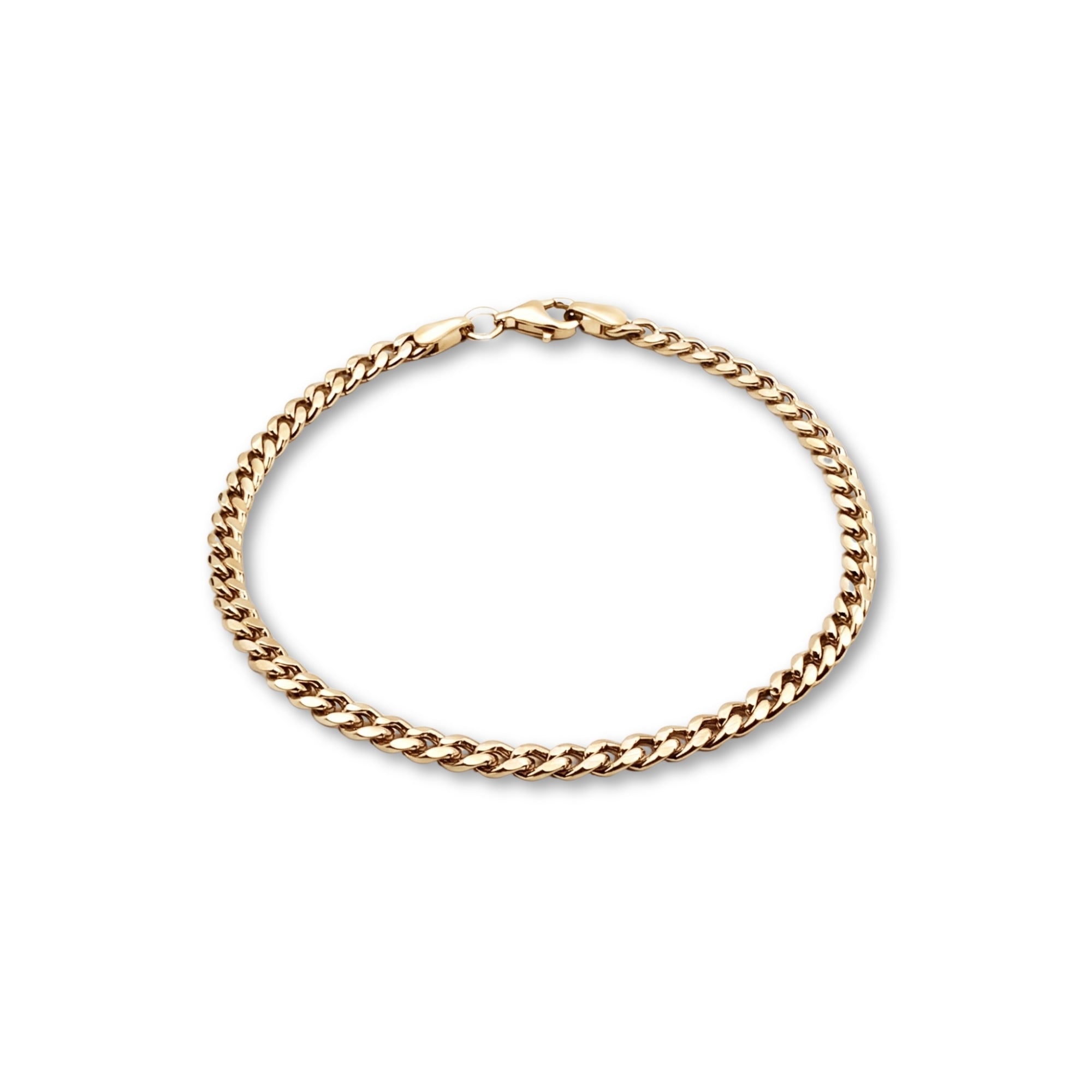 GJ Curb Chain Thin Altın Kaplama Gümüş Bileklik