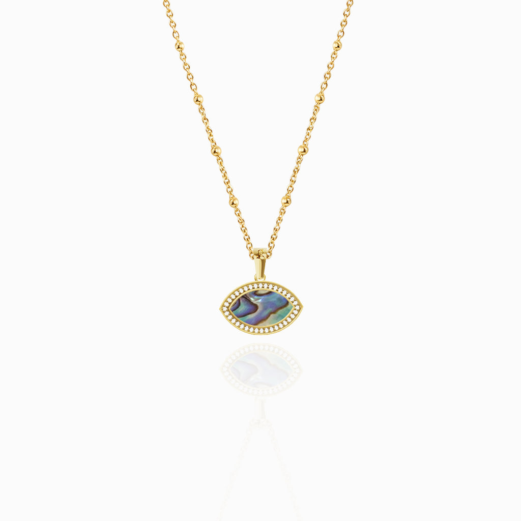 "Mini" Marquise Ocean Mother-of-Pearl Silver Necklace