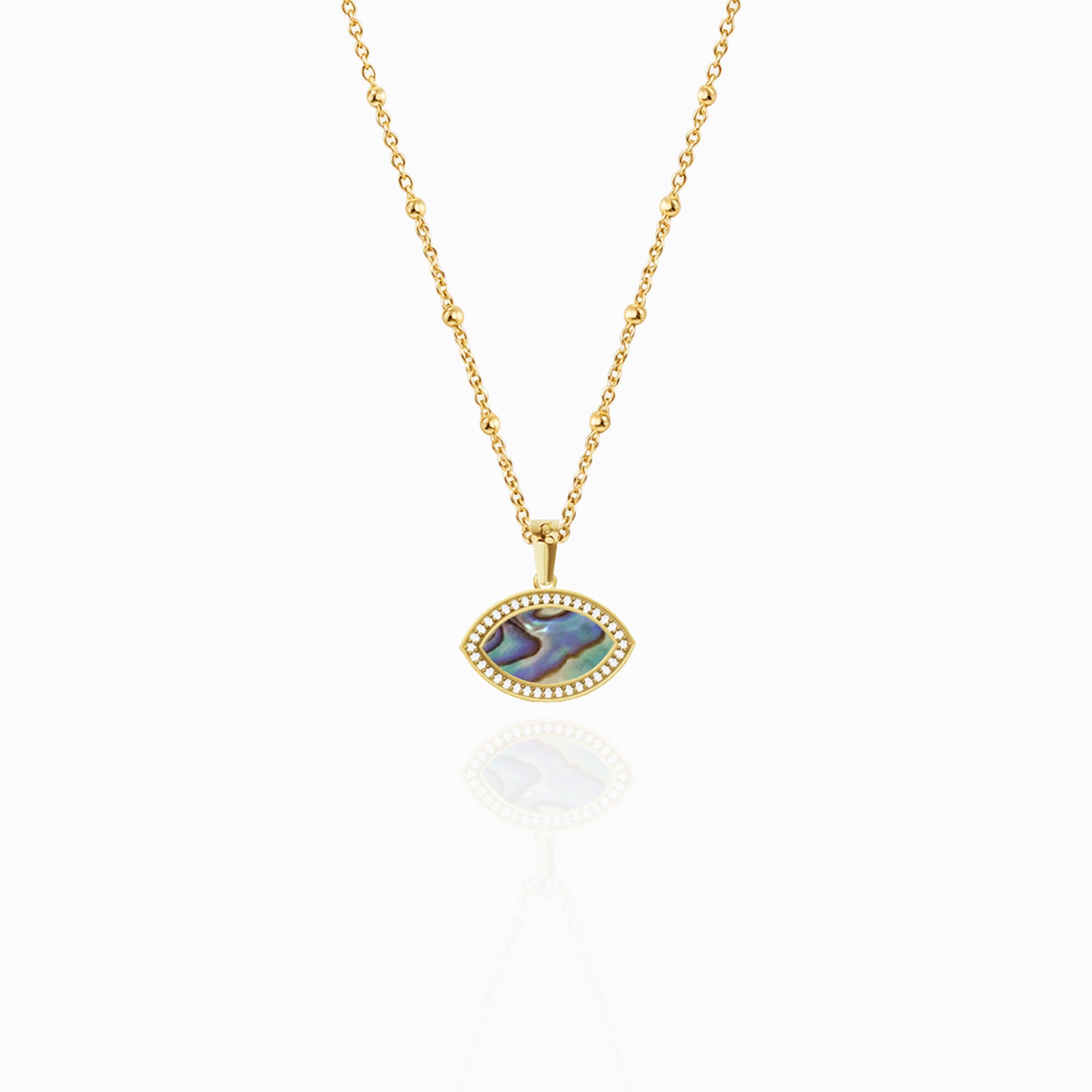 "Mini" Marquise Ocean Mother-of-Pearl Silver Necklace