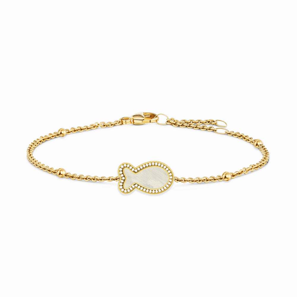 "Mini" Fish Mother-of-Pearl Silver Bracelet