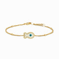 "Mini" Fish Mother-of-pearl Evil Eye Silver Bracelet