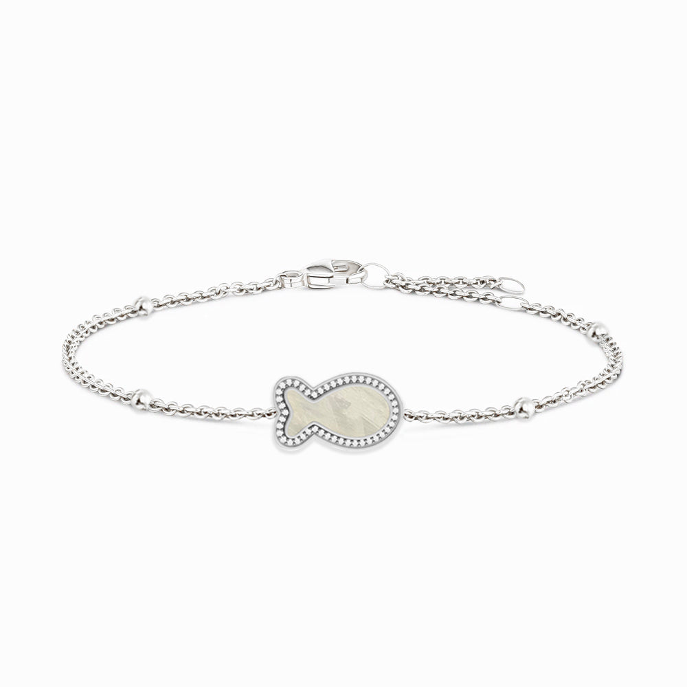 "Mini" Fish Mother-of-Pearl Silver Bracelet
