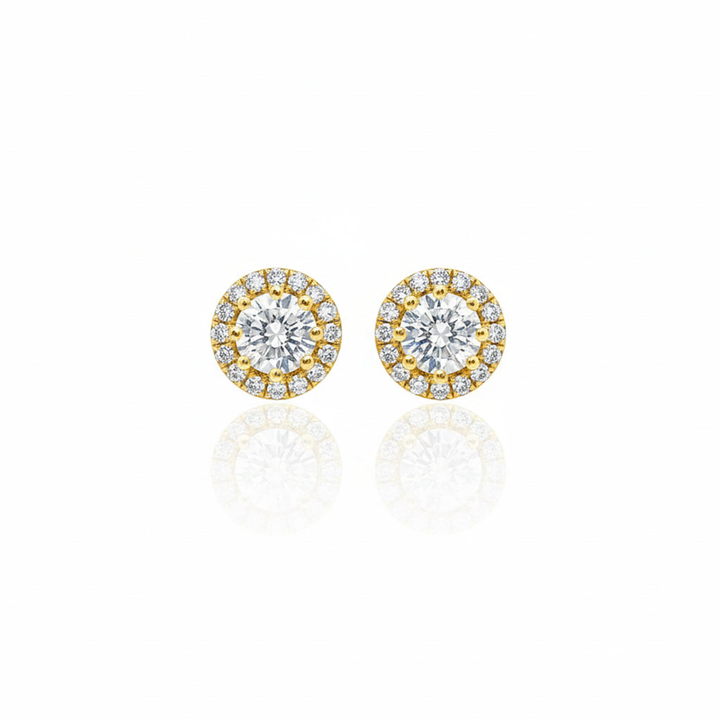 Round Cut Zircon Silver Earrings 
