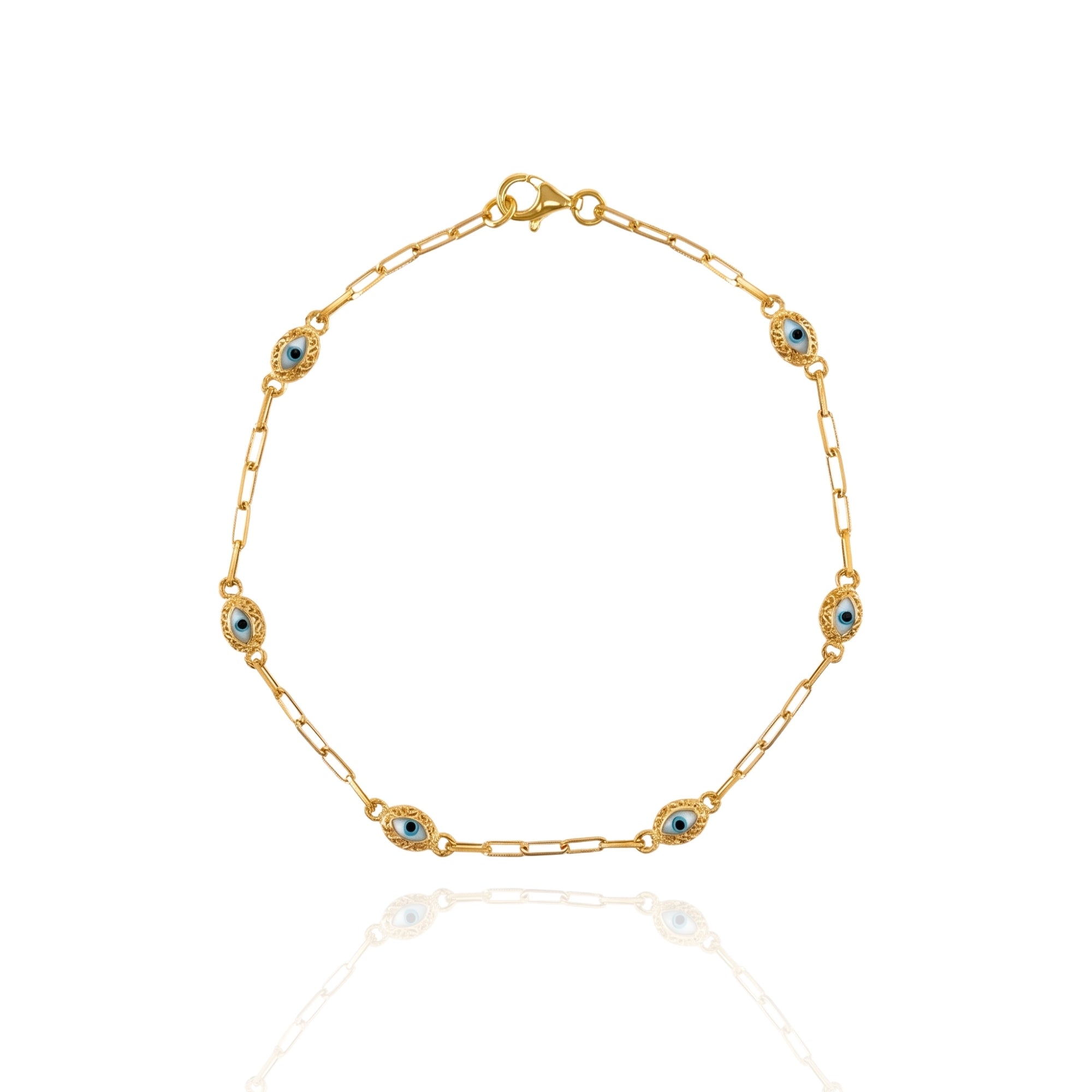 Nazar Marquise Enamel Gold Plated Silver Bracelet 