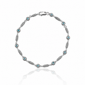 Cylinder Knitted Evil Eye Chain Silver Bracelet 