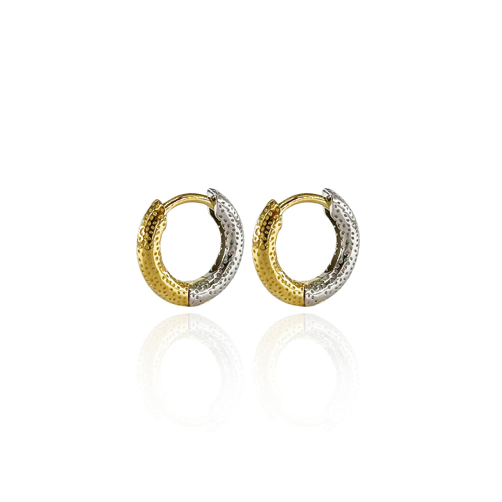 Gold &amp; Silver Textured Hoop Earrings 