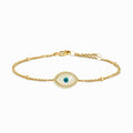 "Mini" Marquise Mother of Pearl Evil Eye Silver Bracelet