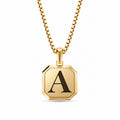 Initial Square Frame Gold Plated Silver Necklace