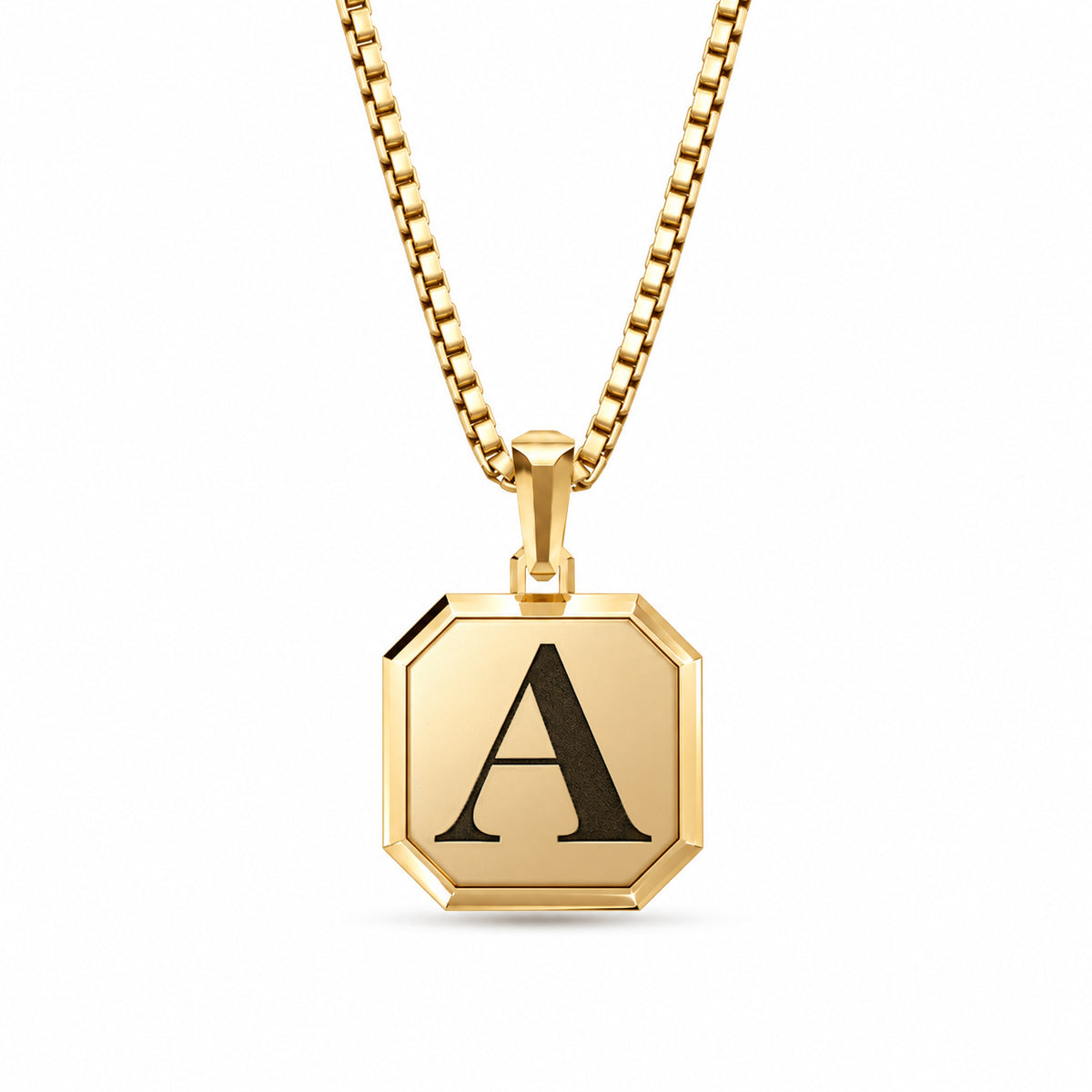 Initial Square Frame Silver Necklace