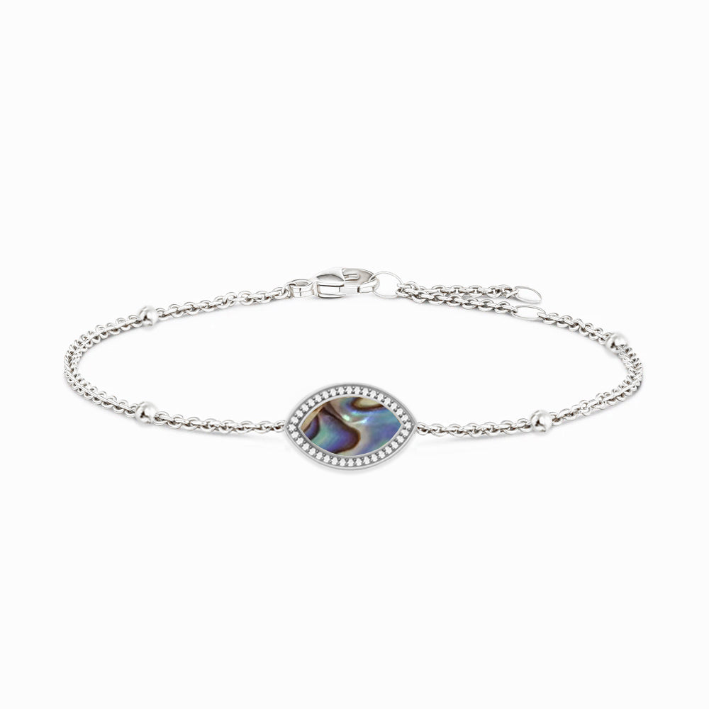 "Mini" Marquis Ocean Mother-of-Pearl Silver Bracelet