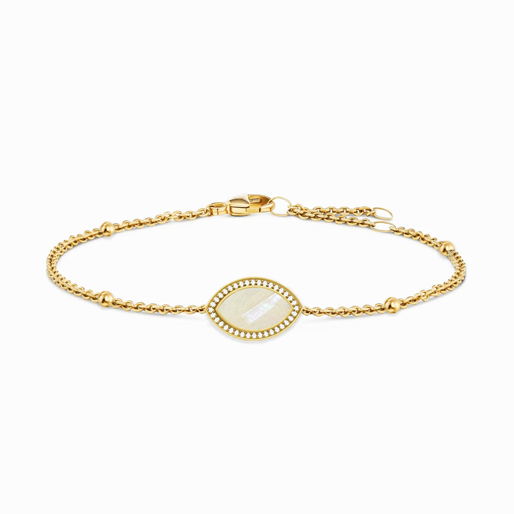 "Mini" Marquise Mother-of-Pearl Silver Bracelet