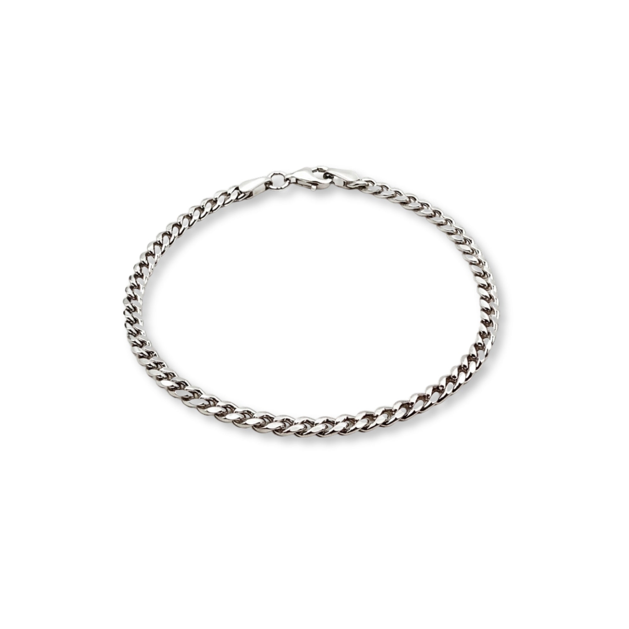 GJ Curb Chain Thin Gümüş Bileklik