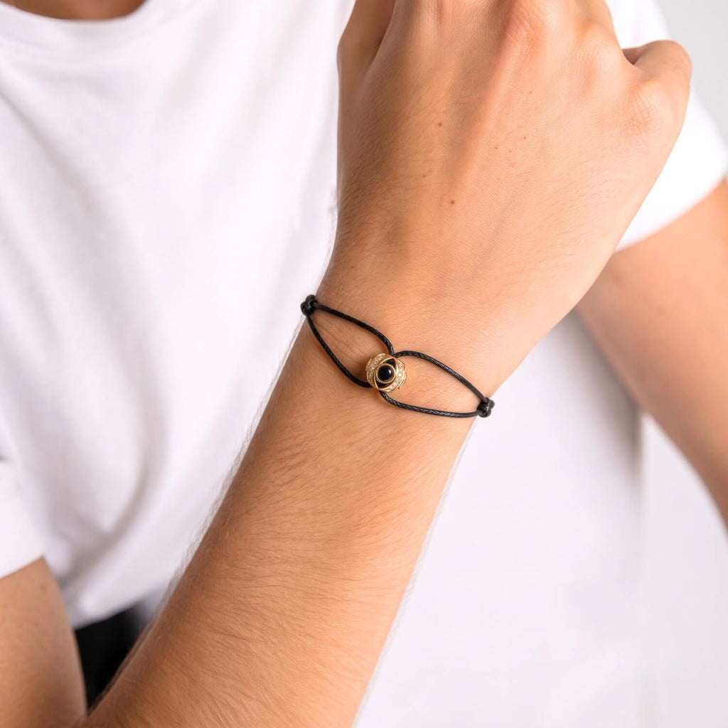 G-Ball Onyx Gold-Plated Silver Cord Bracelet