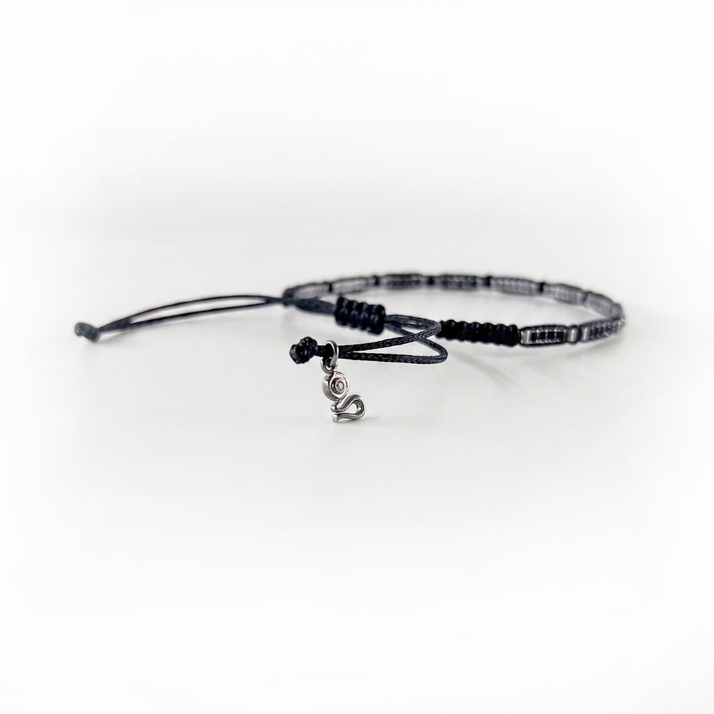 Onyx Bar Black Cord Bracelet