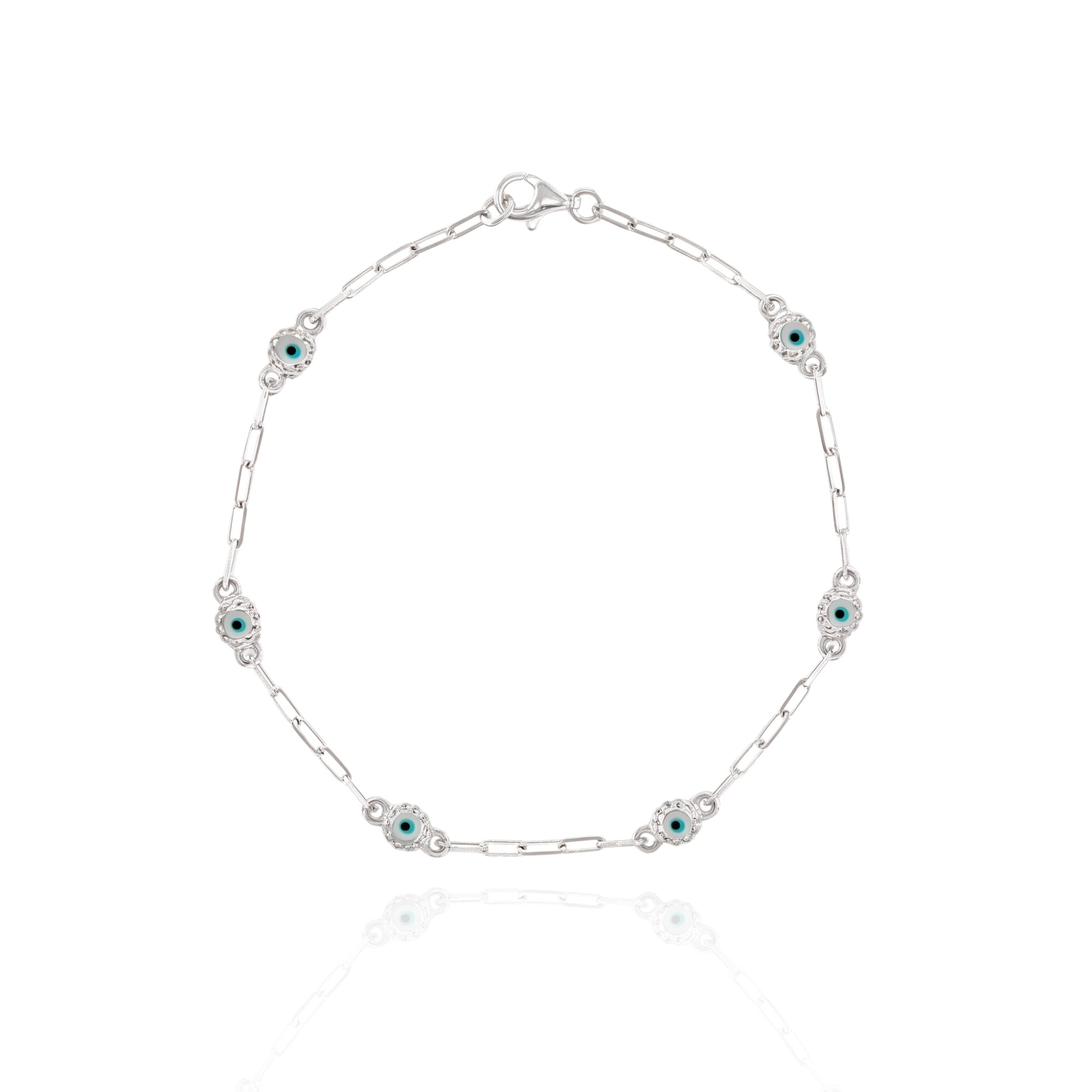 Evil Eye Enamel Silver Bracelet 