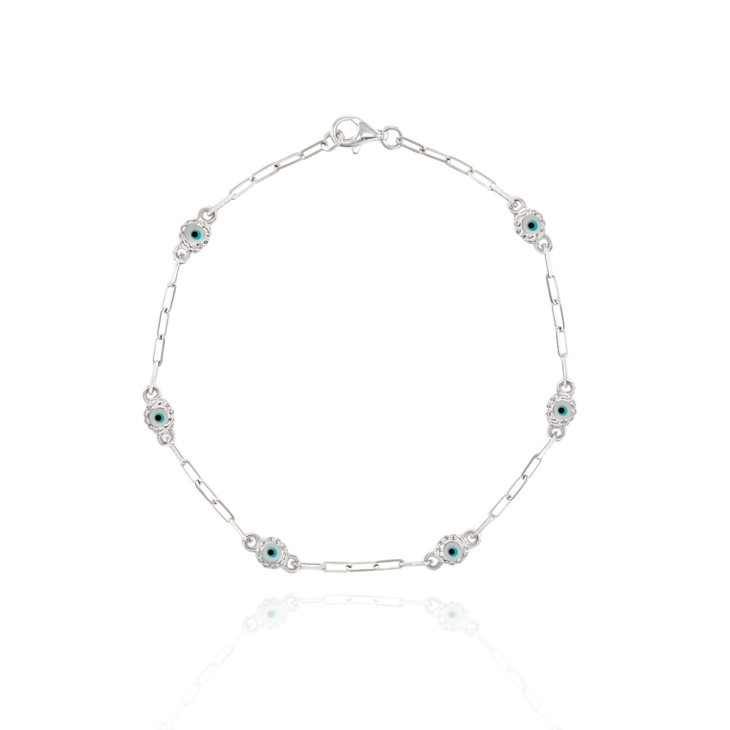 Evil Eye Enamel Gold Plated Silver Bracelet 