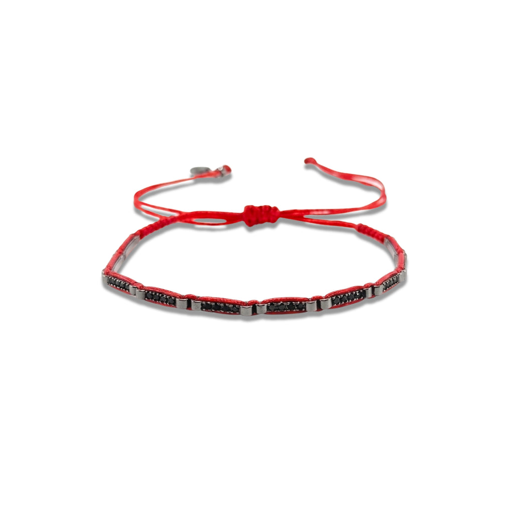 Onyx Bar Red Cord Bracelet
