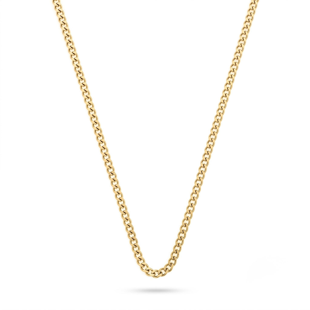 GJ Curb Chain Thin Altın Kaplama Gümüş Kolye
