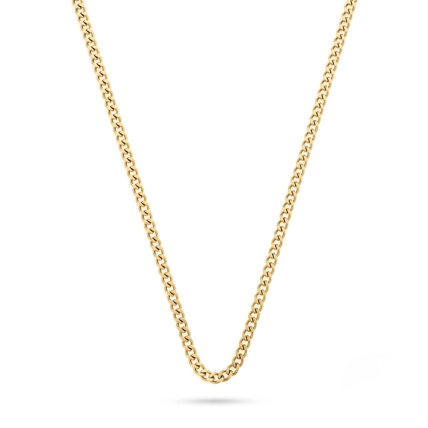GJ Curb Chain Thin Altın Kaplama Gümüş Kolye