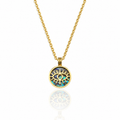 Eye Motif Ocean Mother-of-Pearl Gold Plated Silver Necklace 