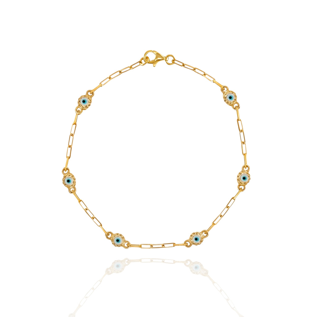 Evil Eye Enamel Gold Plated Silver Bracelet 