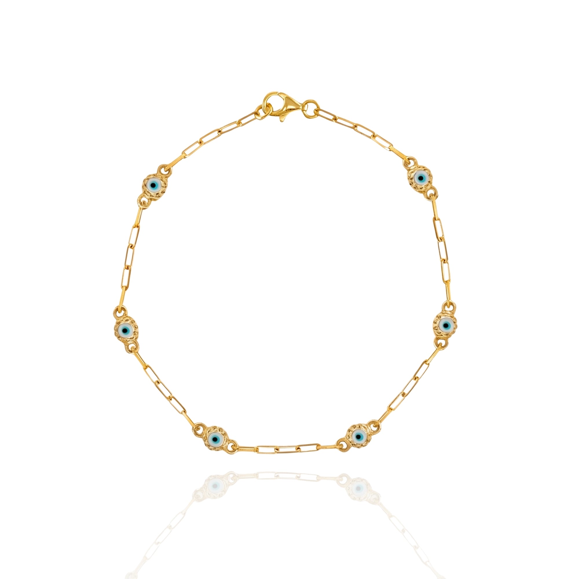 Evil Eye Enamel Gold Plated Silver Bracelet 