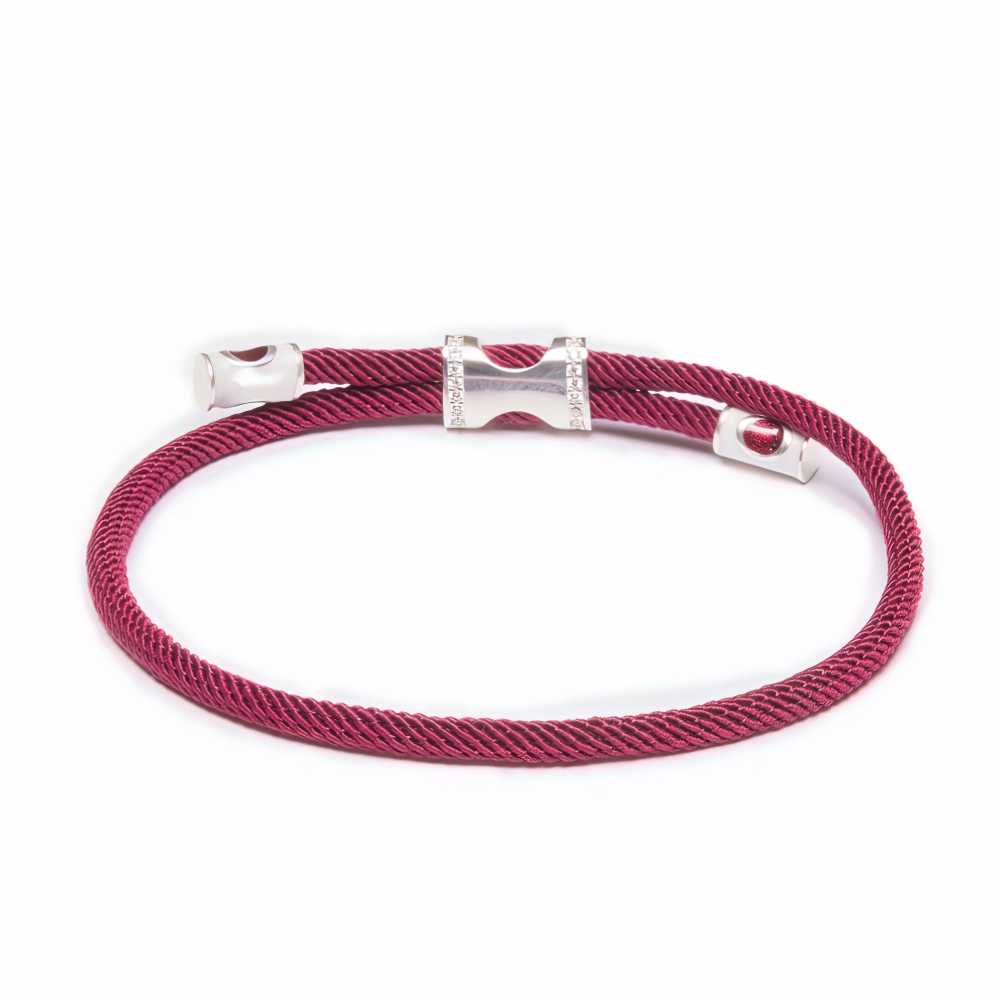 Gosi Gümüş Şans Bilekliği - Bordo