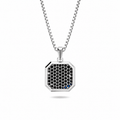 Onyx Square Frame Pavé Silver Necklace