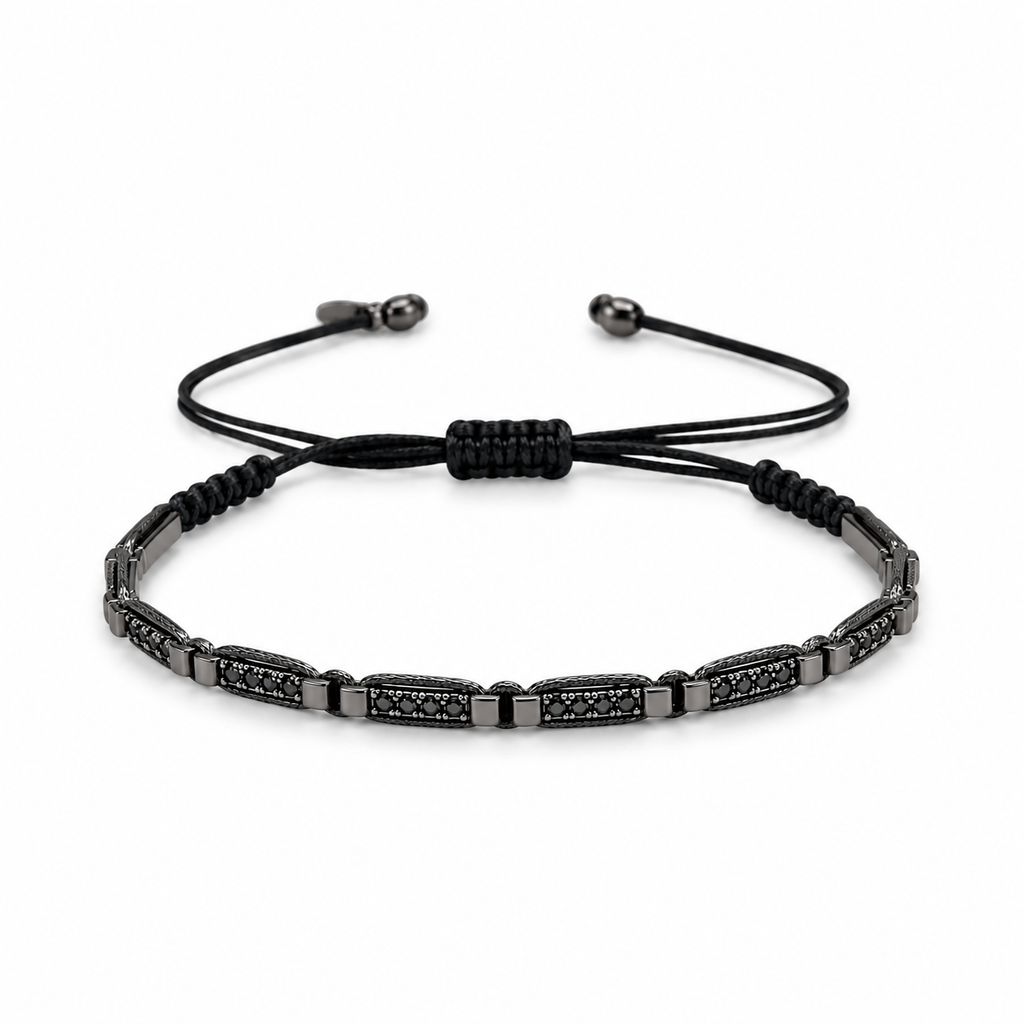 Onyx Bar Black Cord Bracelet