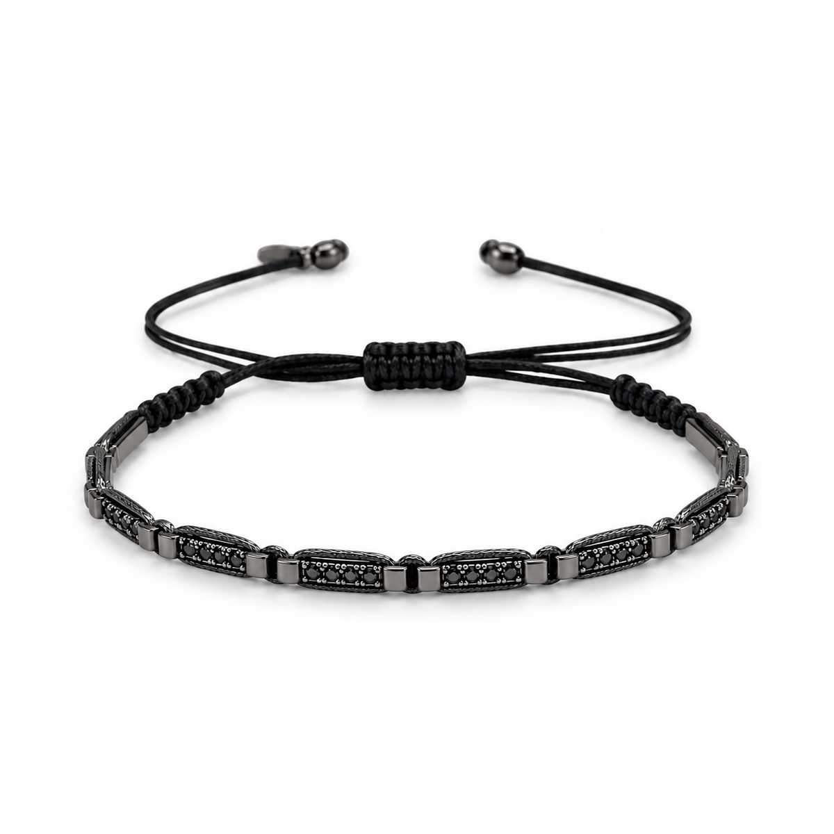 Onyx Bar Black Cord Bracelet