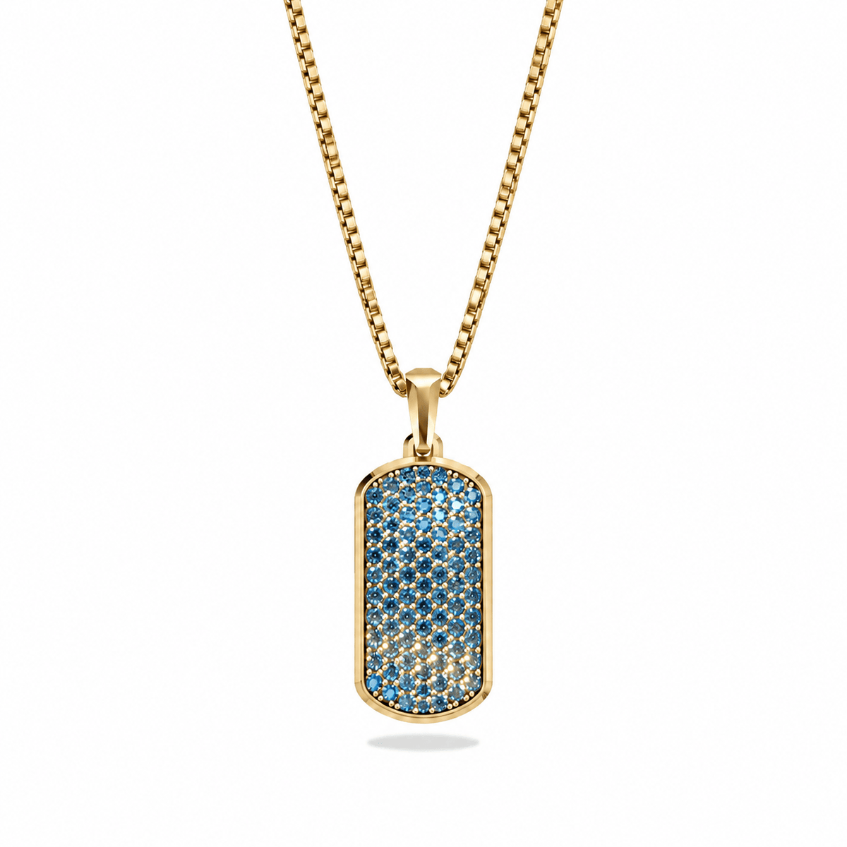 Azure Small Frame Pavé Tag Silver Necklace