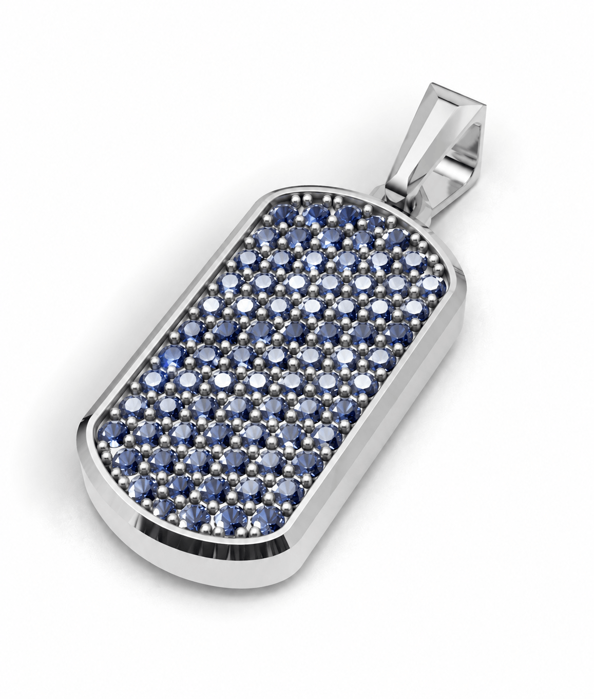 Midnight Small Frame Pavé Tag Silver Necklace